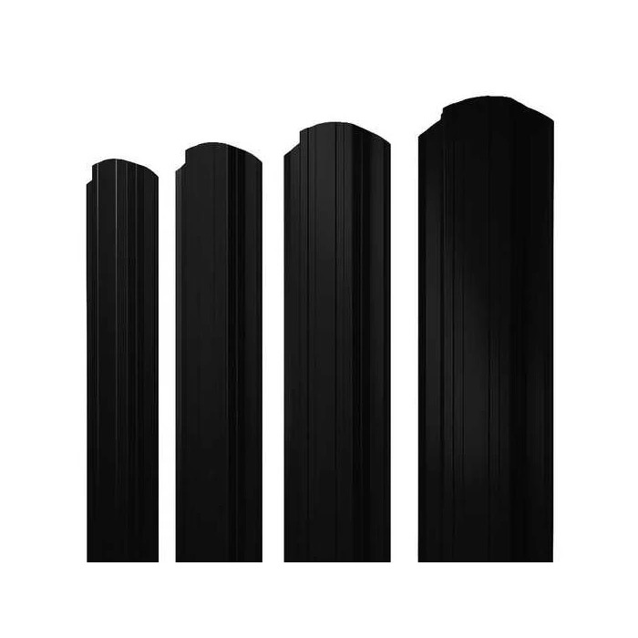 Штакетник Прямоугольный фигурный Grand Line 0,45 Полиэстер - double RAL 9005 Черный