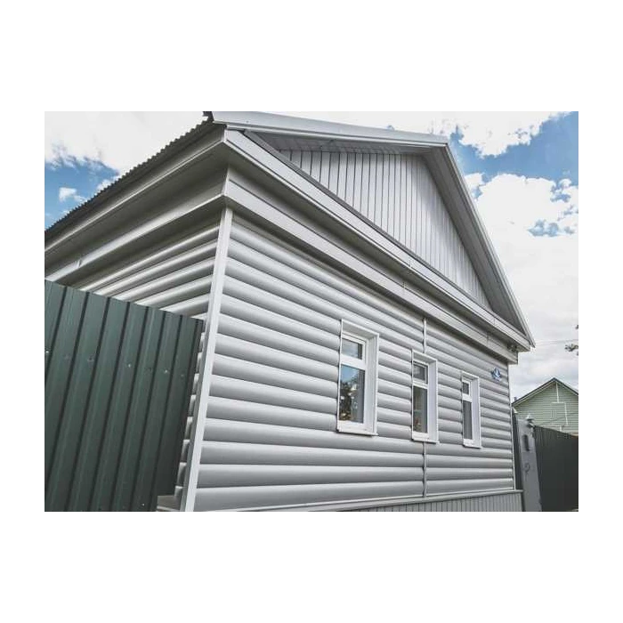 Металлический сайдинг Grand Line Блок-хаус 0.5 мм Satin RAL 9006 бело-алюминиевый